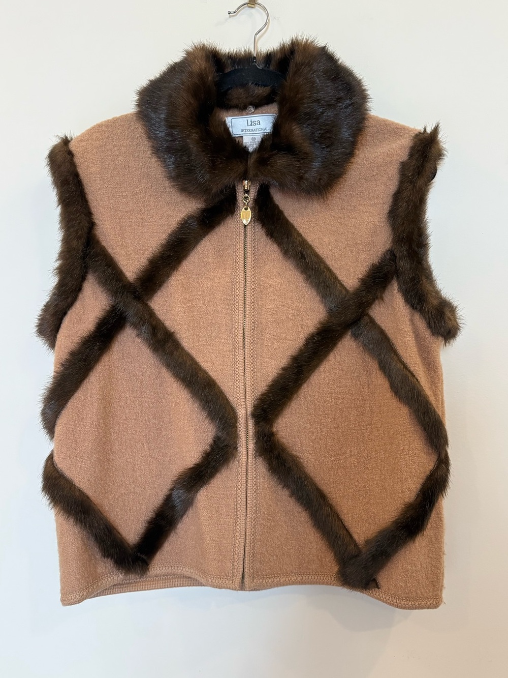 Lisa Fur Trim Tan Vest